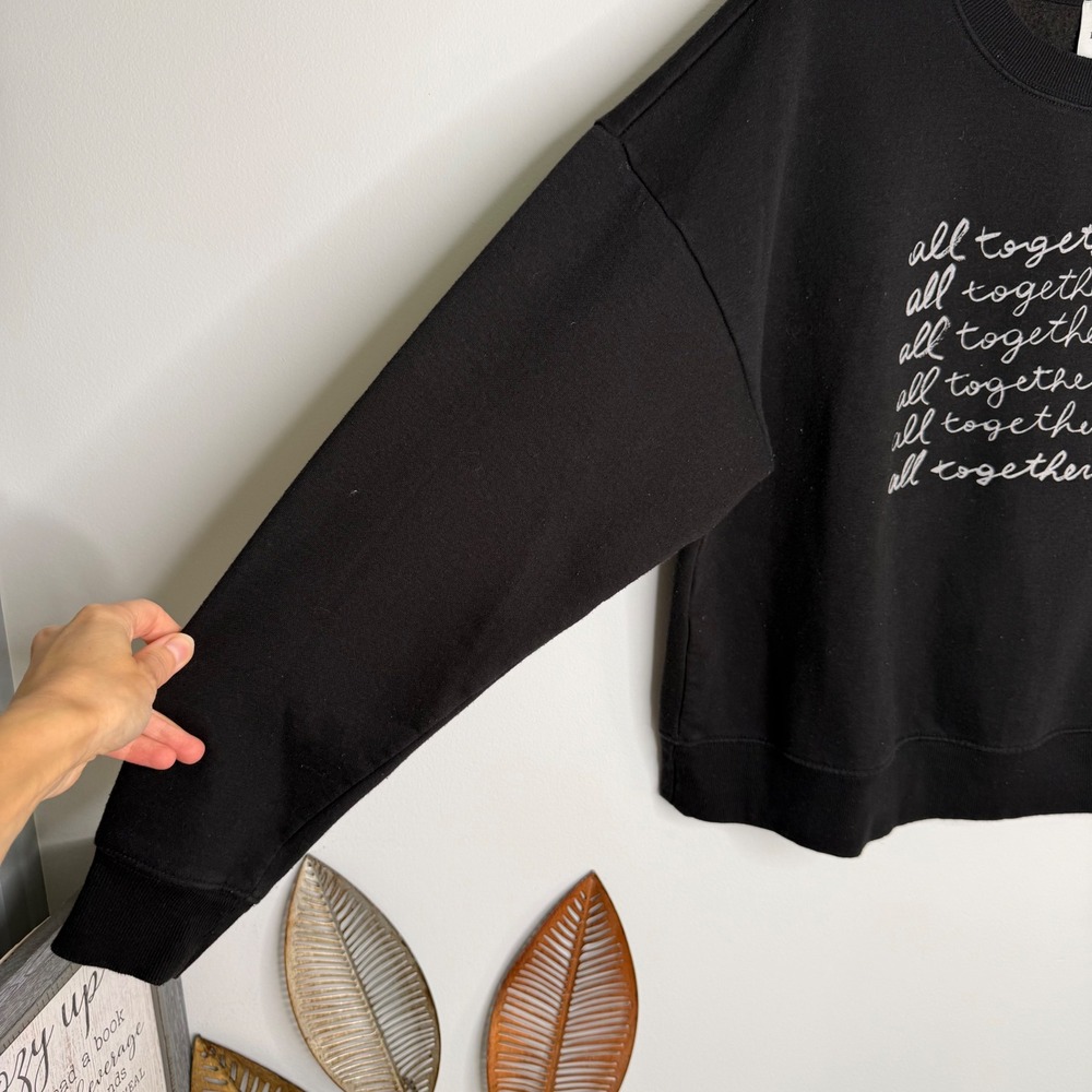 Maeve Anthropologie Black All Together Now Graphic Sweatshirt Roomy Town Medium - Picture 5 of 10